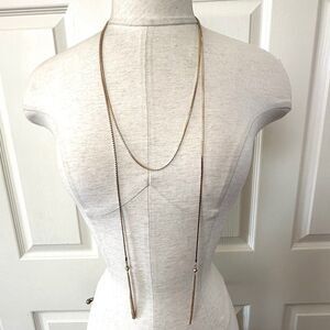 Charming Charlie gold tone long tassel chain necklace
